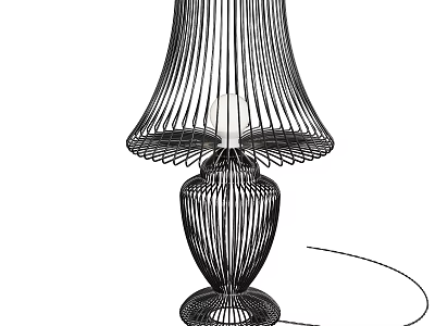 Modern Elegant Table Lamp with Wireframe Shade and Minimalist Base Structure 3d model