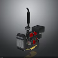 Industrial Mechanical Equipment With Black Body Red Components Yellow Base Long Tube And Square Box