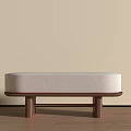 Modern Sofa Bench With Light Fabric Cushion And Wooden Legs In Minimalist Space