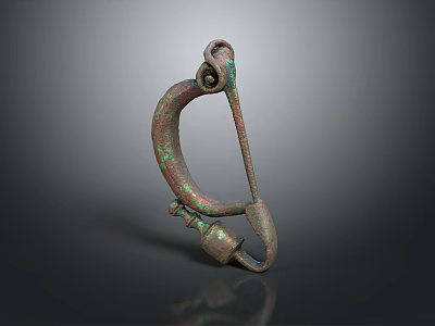 Rusted Metal Hardware Tool With Curved Design And Screw Connection 3d model