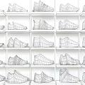 Stylish Casual Shoes Display With Various Colors And Trendy Designs On Shelves