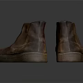 Brown High Top Leather Shoes With Vintage Distressed Design And Light Rubber Sole