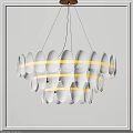 Elegant Modern Chandelier With Glass Oval Shades And Warm Illuminated Layers