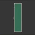 Green Double Door Storage Cabinet With Metal Frame And Reflective Surface