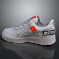 Stylish White Athletic Sneakers With Orange Accents And Just Do It Lettering Design Details