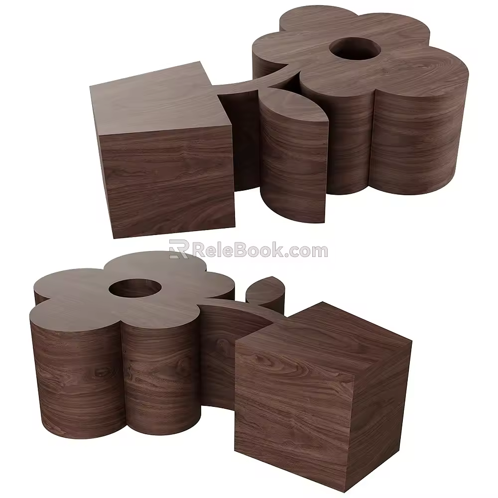 Wooden Dining Table Special-shaped Dining Table Flower-shaped Dining Table European-style Table American-style Table 3d model