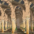 Ornate Pergola with Arched Ceiling Decorative Columns Intricate Carvings and Potted Plants