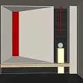 Modern Hallway Entryway Design With Red Accent Wall And Decorative Lighting