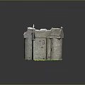 Cartoon Castle Scene With Medieval Stone Towers Gray Slate Roofs Multiple Turrets And Green Grass Foundation