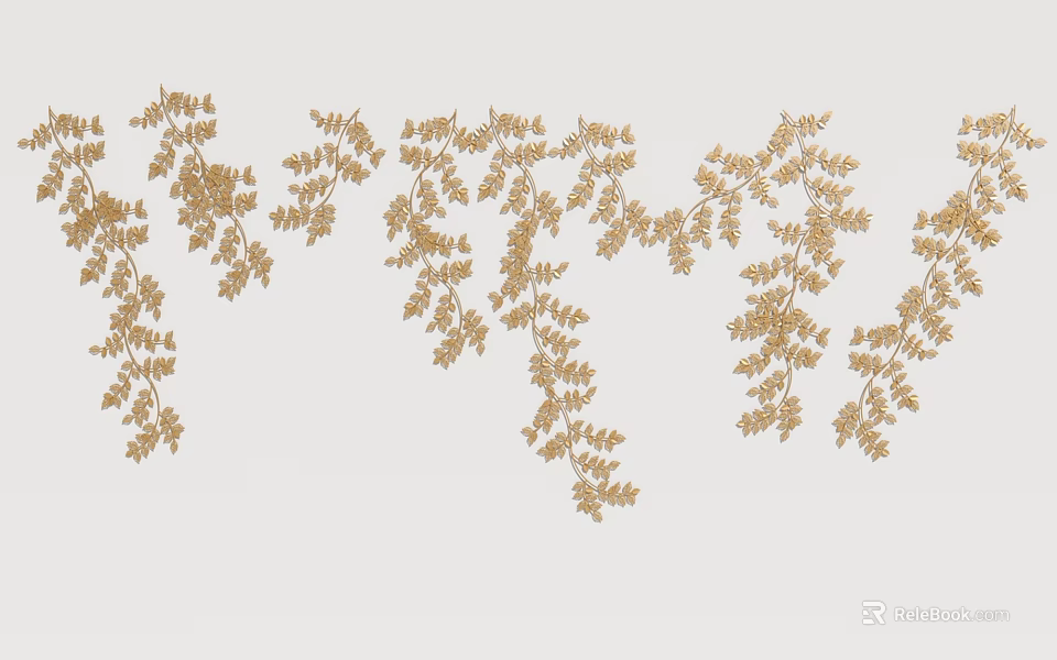 Elegant Golden Vine Leaf Pattern Wall Decor for Home Interior Decoration 3d model 
