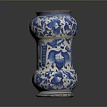 Exquisite Carved Vase With Blue And White Intricate Patterns And Decorative Details