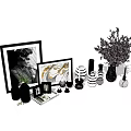 Elegant Decorative Ornament Collection with Framed Prints Vases and Botanical Plants for Modern Home Styling