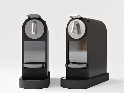 Two Black Modern Kitchen Coffee Makers With Stylish Design And Transparent Parts 3d model