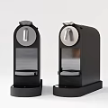 Two Black Modern Kitchen Coffee Makers With Stylish Design And Transparent Parts
