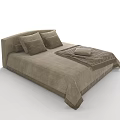Double Bed with Linen Bedding Multiple Pillows and Fringe Decorative Blanket