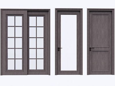 Modern single door sliding door 3d model