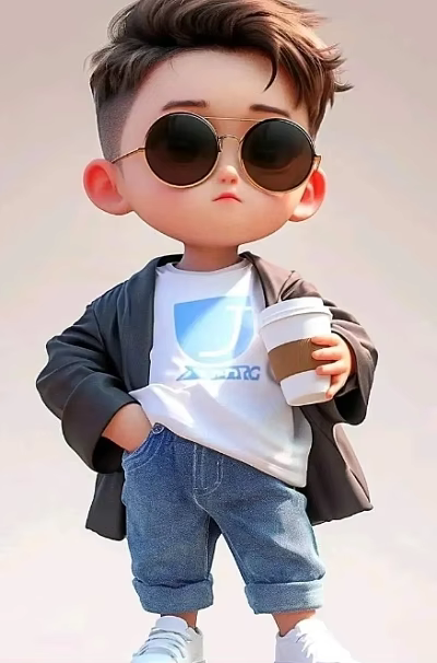 A man wearing sunglasses in a white T-shirt with blue logo holding coffee cup 3d model A man wearing sunglasses in a white T-shirt with blue logo holding coffee cup 3d model