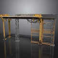 Industrial Metal Equipment Structure With Yellow Frame Platform And Support Beams