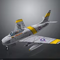 Detailed Gray Yellow Military Jet Fighter Model Airplane With US Stars And Serial Numbers