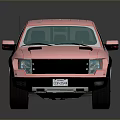 Pink Pickup Truck With Blue Windows Black Roof And Reflective Surface