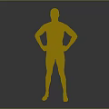 Muscular Shirtless Man Standing With Hands On Hips In Black Swim Trunks Against Gray Background