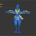 Blue Bird Game Character With White Belly And Orange Beak Standing With Arms Outstretched