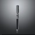 Long Shaft Metal Weapon With White And Gray Segmented Design Elements
