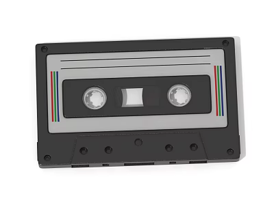 Vintage Black Cassette Tape with Colorful Stripes for Musical Instruments and Art Supplies 3d model