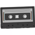 Vintage Black Cassette Tape with Colorful Stripes for Musical Instruments and Art Supplies