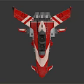 Red and White Fighter Jet Model with Modern Cockpit and Shiny Wings