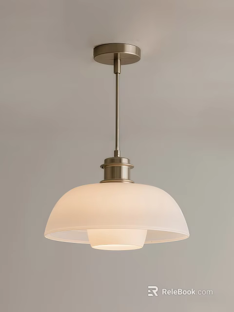 Modern Pendant Light With White Shade And Metal Hanging Fixture Design 3d model 