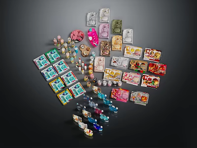 Colorful Decorative Ornament Collection With Various Designs And Patterns For Home Decoration 3d model