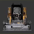Yellow Skid Steer Loader With Front Bucket And Black Cab On Reflective Surface 3d model