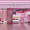 Pink Themed Specialty Store Featuring Flower Adorned Walls Colorful Balloons and Product Displays