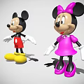 Mickey Mouse And Minnie Mouse With Red Shorts Pink Dress Bow Yellow And Pink Shoes