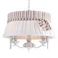 Elegant Classic Chandelier With Beige Gray Striped Lampshade And Bow Decoration