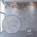 Vintage Brick and Gray Concrete Wall Interior with Round Decor and Window Light in 4K
