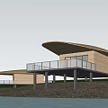 Modern Detached Villa With Curved Roof Overlooking Waterfront And Natural Greenery