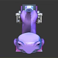 Futuristic Robot Pet Cat With Purple Blue Pink Body Mechanical Legs And Glowing Eyes