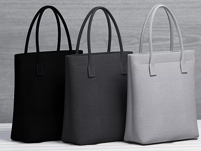 Minimalist Tote Bags In Black Dark Gray And Light Gray 3d model