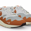 Nike White Orange Gray Mesh Leather Shoes With Wavy Air Cushion Design