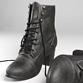 Stylish Leather Boots with Lace Up Design and Metal Rivets High Heel Fashion Footwear