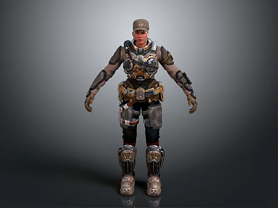 Futuristic Armored Warrior Character With Tactical Combat Gear And Protective Armor 3d model