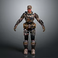 Futuristic Armored Warrior Character With Tactical Combat Gear And Protective Armor