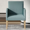 Light Blue Fabric Single Armchair With Armrests And Solid Wooden Legs 3d model