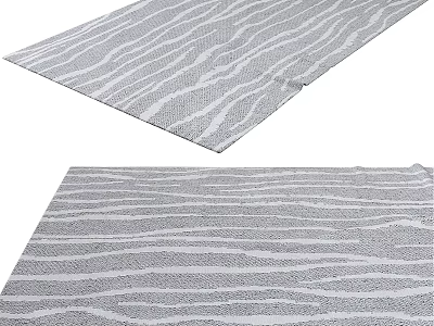 Modern Square Rug With Soft Wavy Striped Pattern In Gray And White Tones For Living Room 3d model