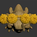 Decorative Cartoon Tree Figure With Yellow Flower Head Blue Eyes Trunk Body And Leaf Arms