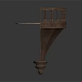 Round Wooden Table With Curved Railing Design And Tapered Pedestal Base