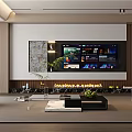 Modern Living And Dining Room Interior Design With TV Fireplace Sofa And Coffee Table