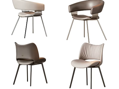 Modern Single Chairs With Different Colors Metal Legs Stylish Backrests And Comfortable Seats 3d model